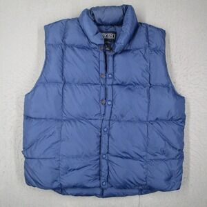Lands End Mens Goose Down Puffer Vest Blue Large 42-44 Quilted Snap Front Jacket
